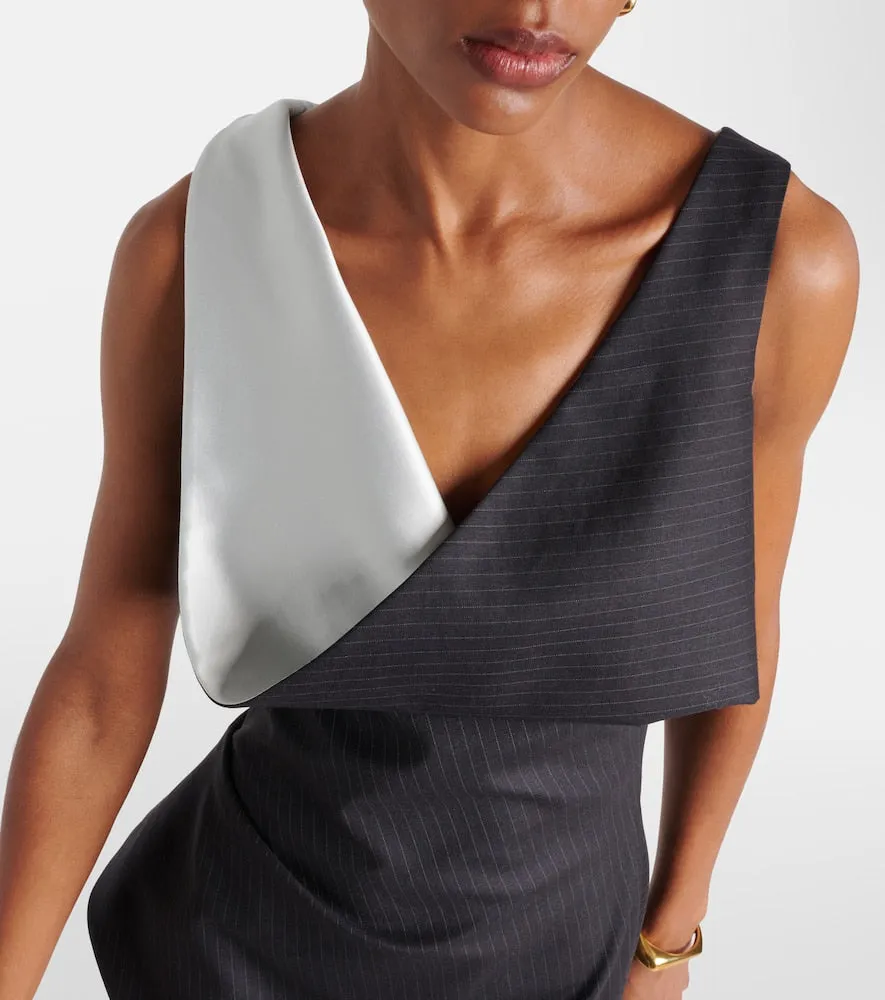 Alexander McQueen Pinstripe draped wool midi dress