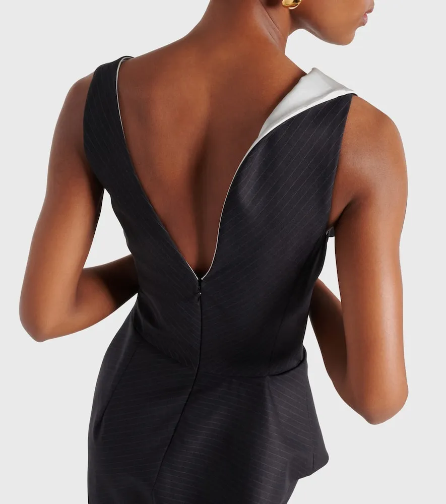 Alexander McQueen Pinstripe draped wool midi dress