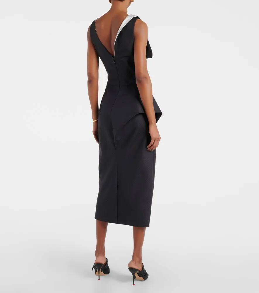 Alexander McQueen Pinstripe draped wool midi dress
