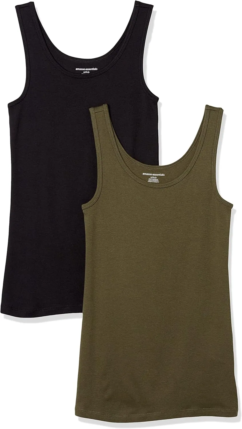 Amazon Essentials Women's Slim-Fit Tank, Pack of 2
