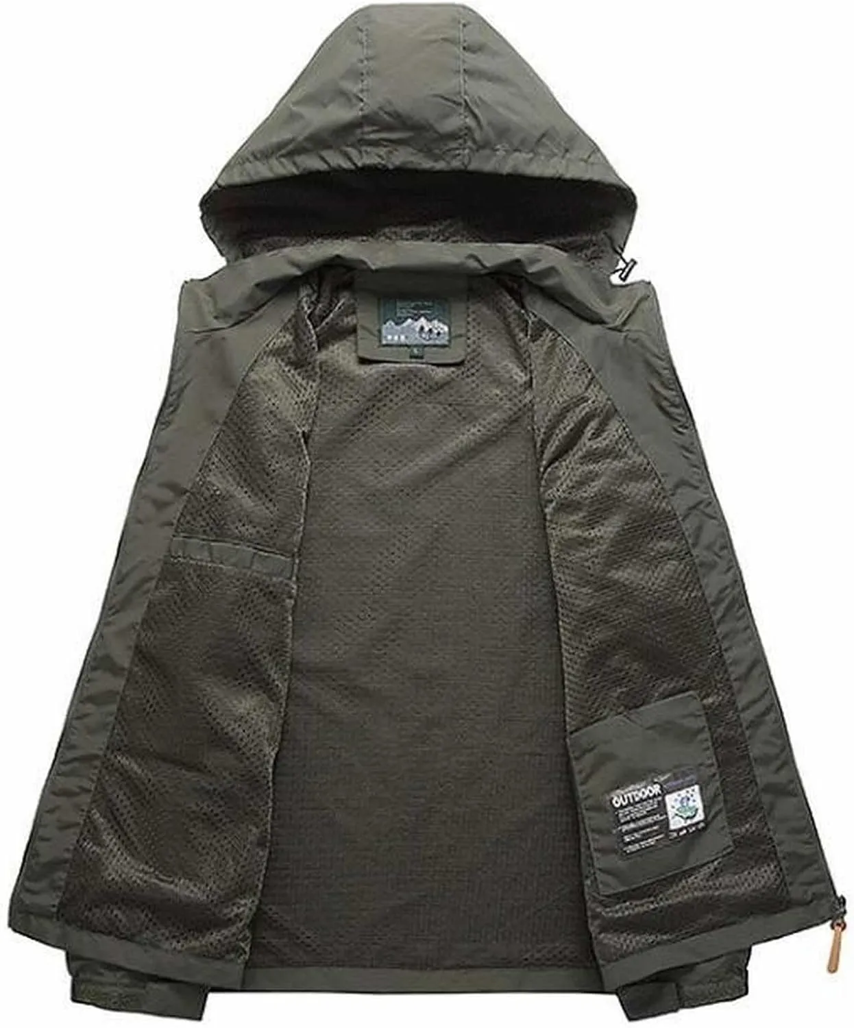 Big and Tall Hooded Windbreaker Jacket for Men Breathable Waterproof Rain Jacket with Removable Hood Windproof Jacket