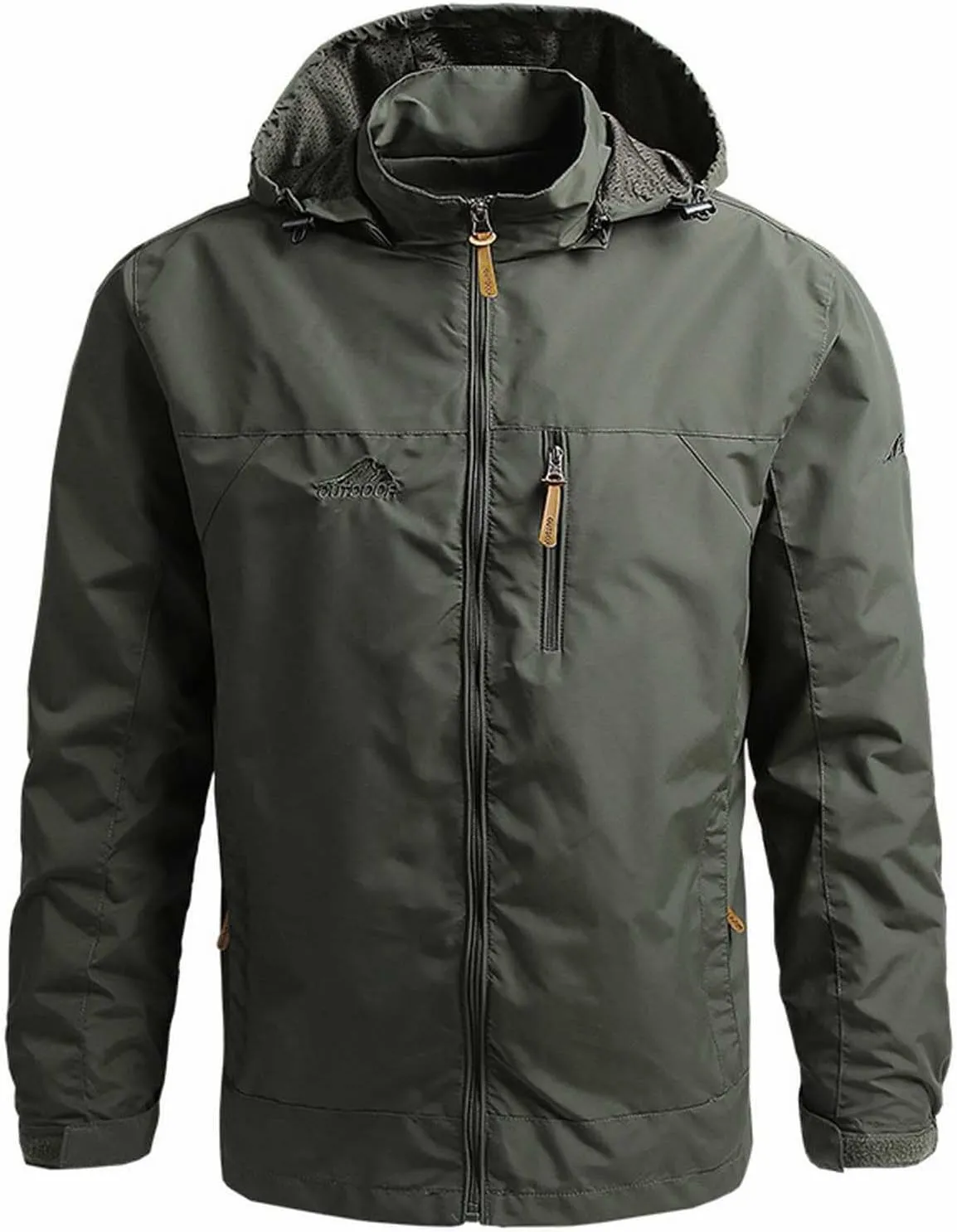 Big and Tall Hooded Windbreaker Jacket for Men Breathable Waterproof Rain Jacket with Removable Hood Windproof Jacket