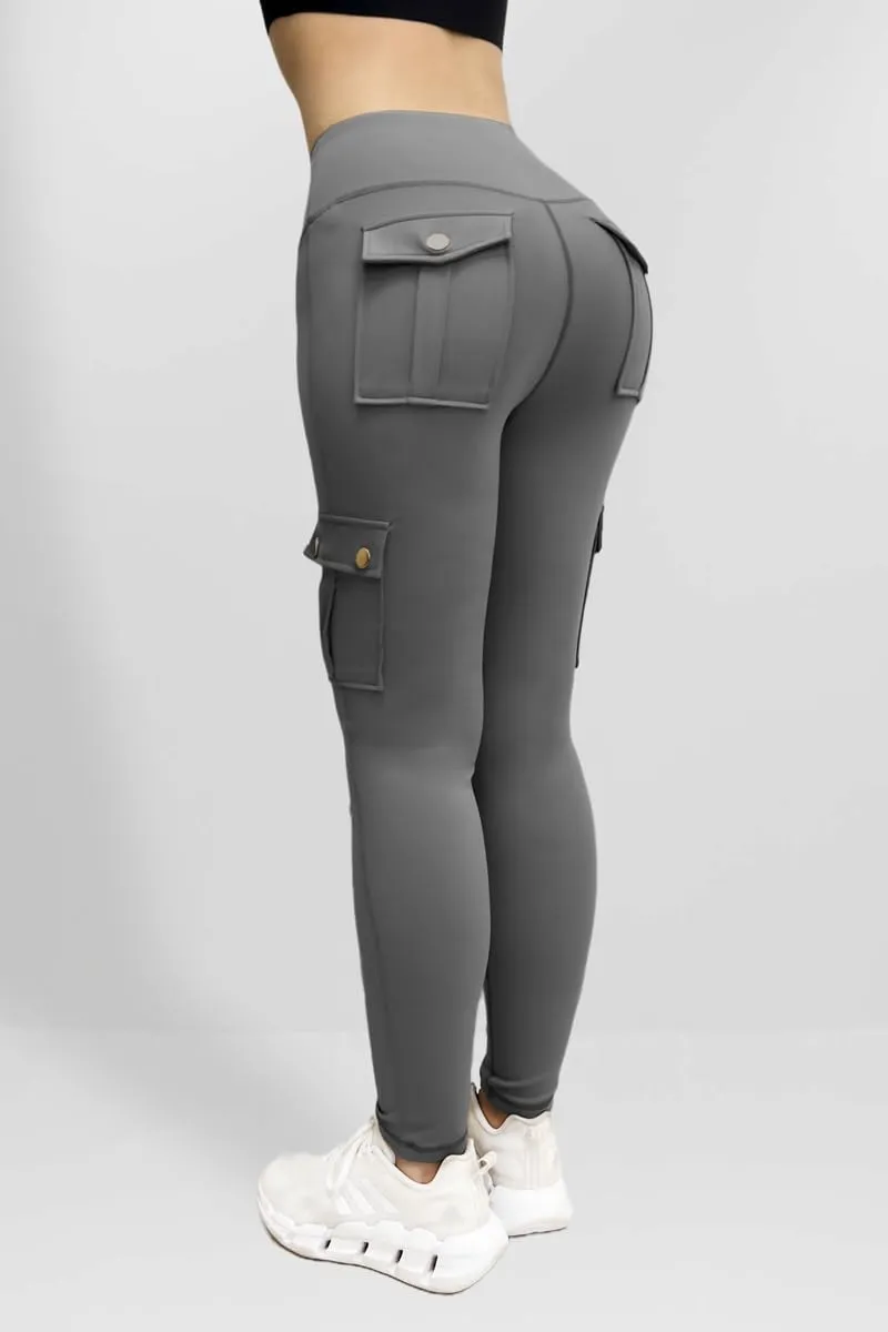 Butt Lifting Leggings for Women Workout Slim Fit High Waist Tummy Control Cargo Pants Gym Yoga Leggings with Pockets