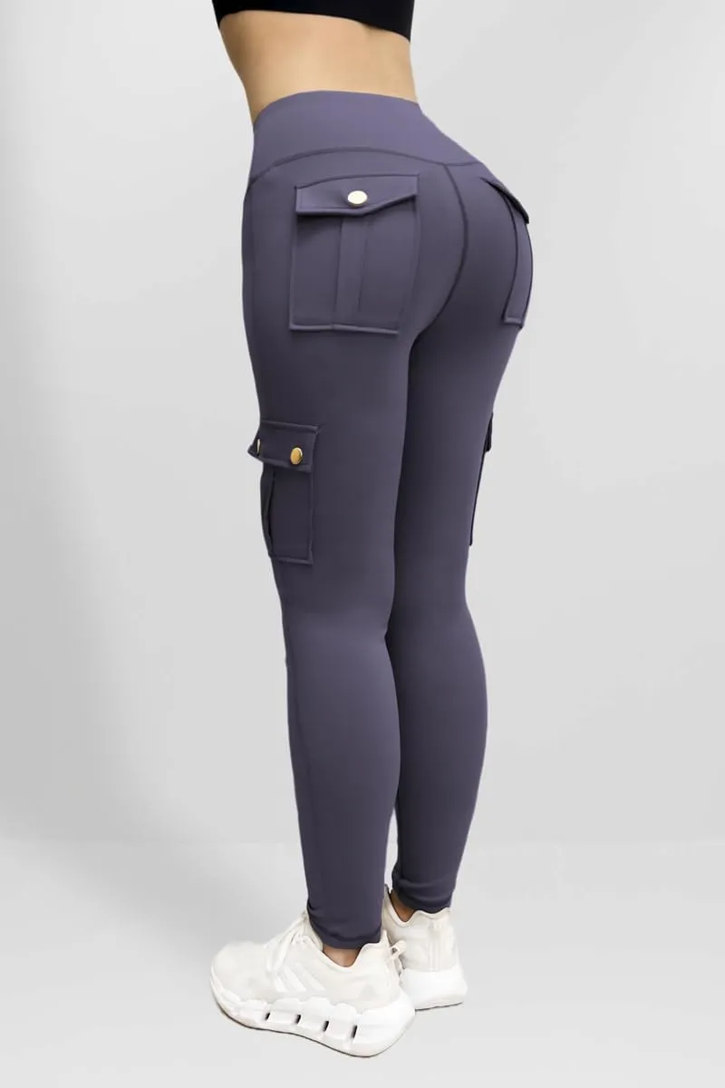 Butt Lifting Leggings for Women Workout Slim Fit High Waist Tummy Control Cargo Pants Gym Yoga Leggings with Pockets