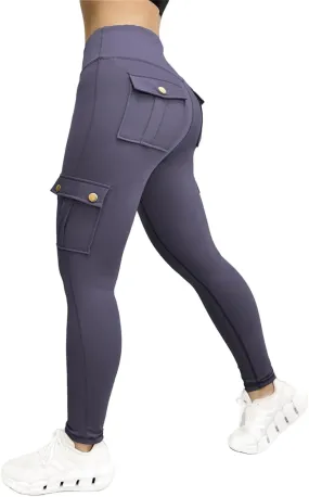 Butt Lifting Leggings for Women Workout Slim Fit High Waist Tummy Control Cargo Pants Gym Yoga Leggings with Pockets