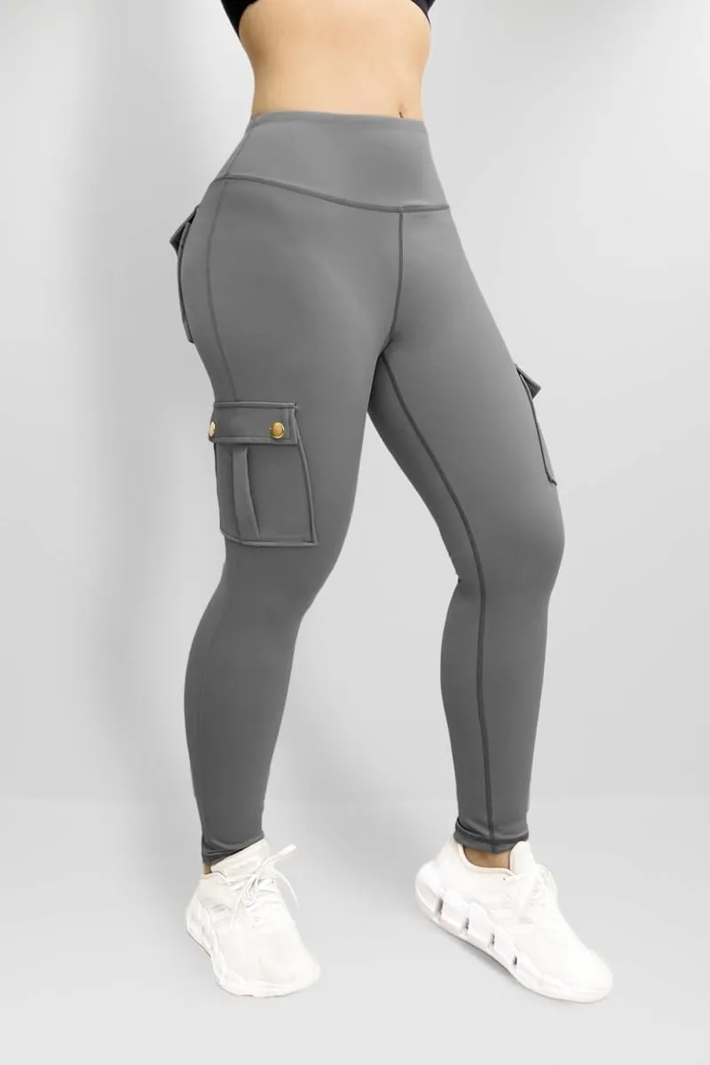 Butt Lifting Leggings for Women Workout Slim Fit High Waist Tummy Control Cargo Pants Gym Yoga Leggings with Pockets