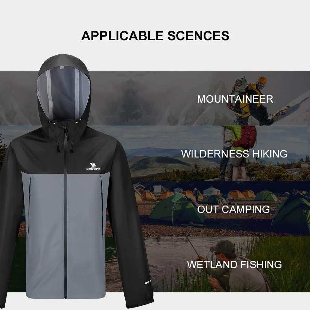 CAMELSPORTS Men's Outdoor Waterproof Softshell Jacket Lightweight Breathable Hooded Raincoat Windbreaker Jackets for Hiking
