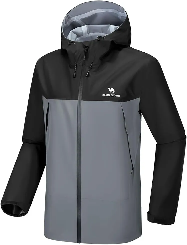 CAMELSPORTS Men's Outdoor Waterproof Softshell Jacket Lightweight Breathable Hooded Raincoat Windbreaker Jackets for Hiking