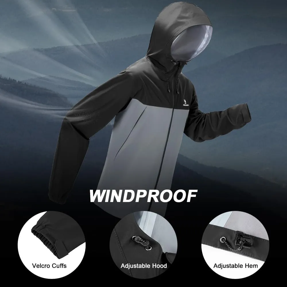 CAMELSPORTS Men's Outdoor Waterproof Softshell Jacket Lightweight Breathable Hooded Raincoat Windbreaker Jackets for Hiking