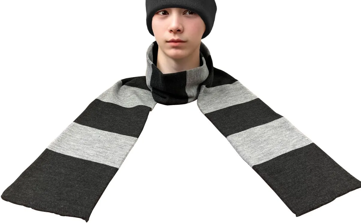 COUVER Rugby Striped Knit Scarf for Men Winter Long 100% Acrylic knit Scarves