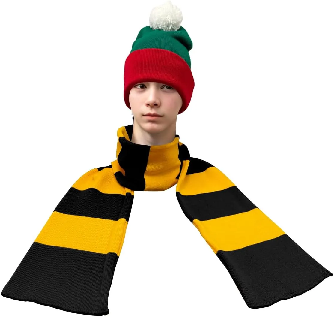 COUVER Rugby Striped Knit Scarf for Men Winter Long 100% Acrylic knit Scarves