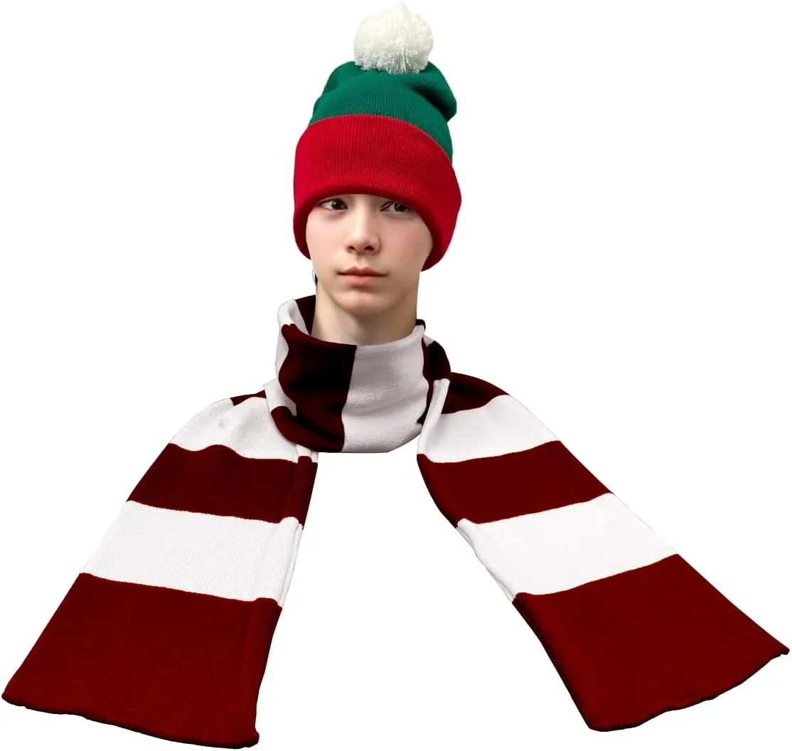 COUVER Rugby Striped Knit Scarf for Men Winter Long 100% Acrylic knit Scarves
