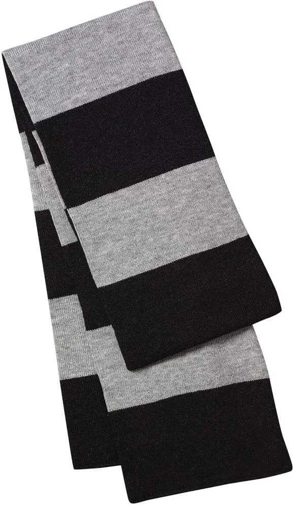 COUVER Rugby Striped Knit Scarf for Men Winter Long 100% Acrylic knit Scarves