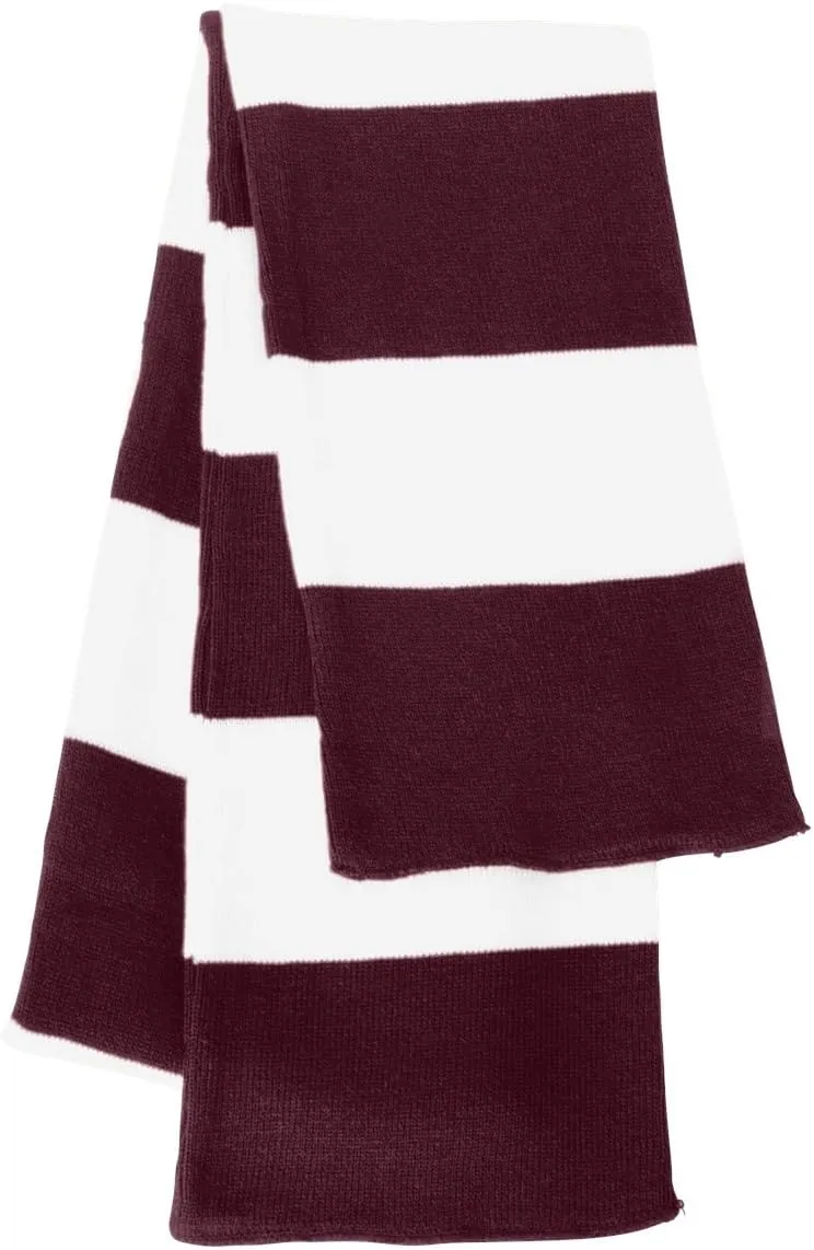 COUVER Rugby Striped Knit Scarf for Men Winter Long 100% Acrylic knit Scarves