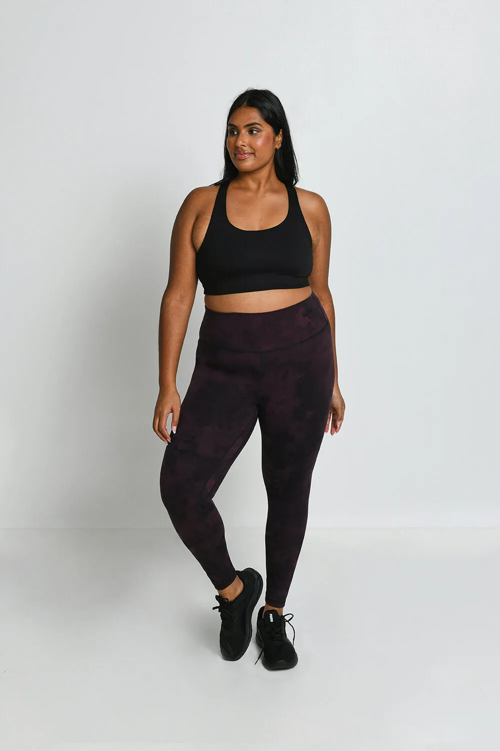 Curve Revitalise High Waisted Leggings - Dark Cherry Tie Dye