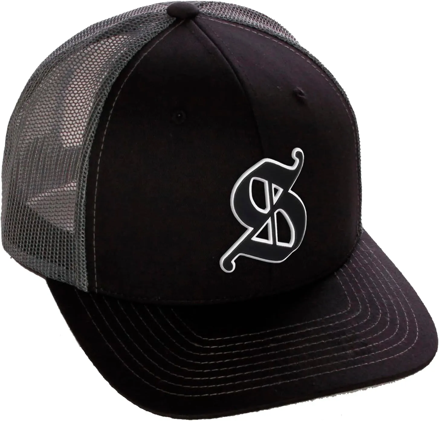 Daxton Classsic Baseball Trucker Hat Old English A to Z Letters Numbers Structured Mid Profile Cap