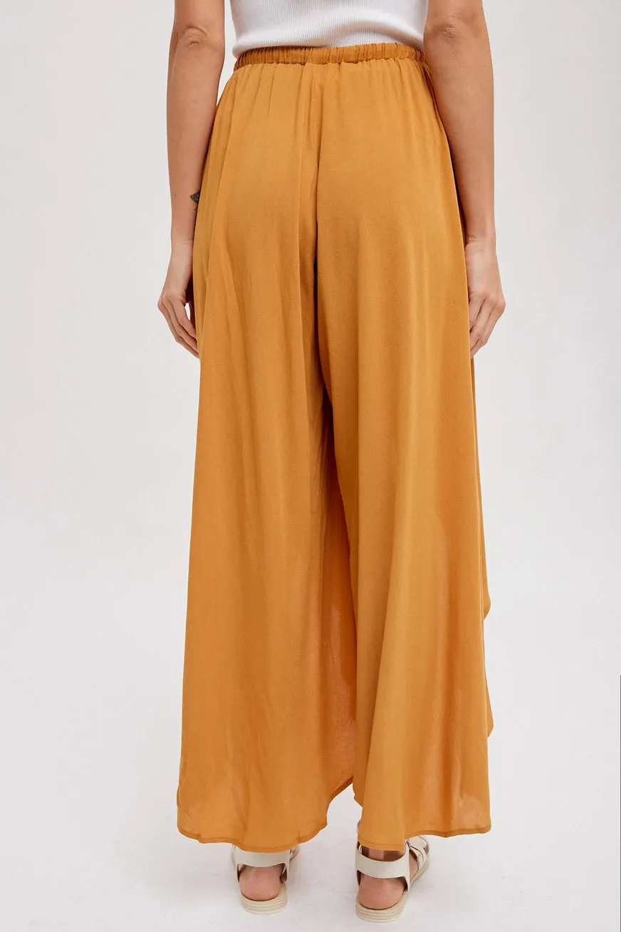Flowy Wrap Culotte Camel Pants