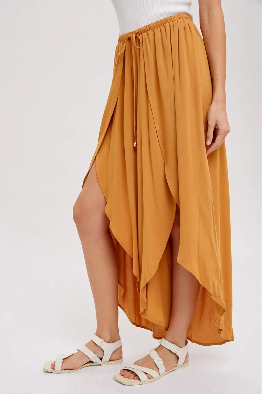 Flowy Wrap Culotte Camel Pants