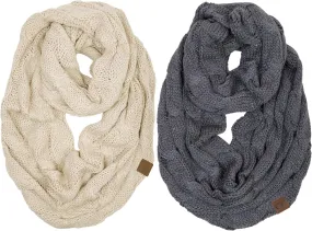 Funky Junque Infinity Scarf Women Winter Cable Knit Circle Wrap - Mother's Day Gift
