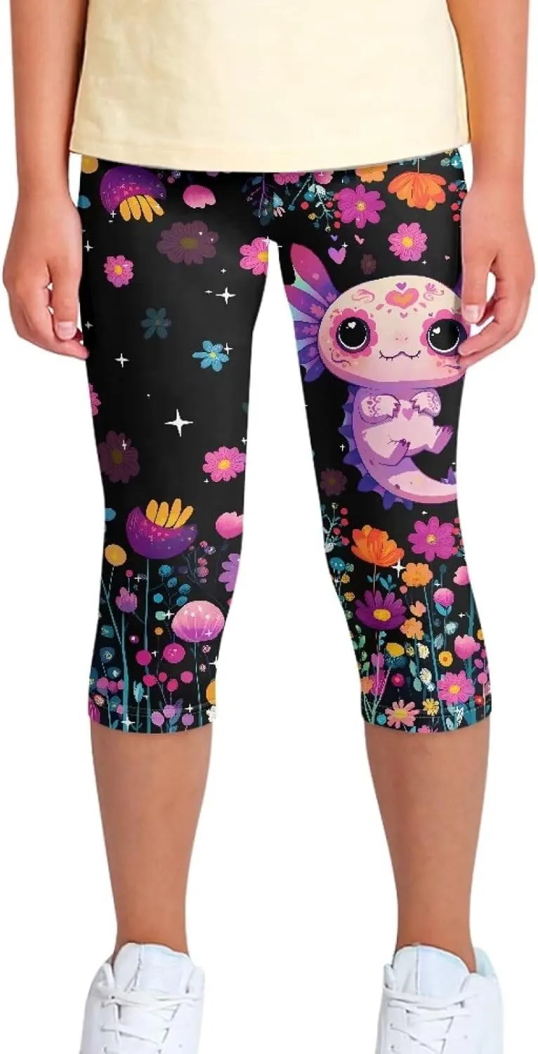 Girls Athletic Leggings,Stretch Dance Workout Yoga Pant Girl's Performance Capri Legging for School Festival