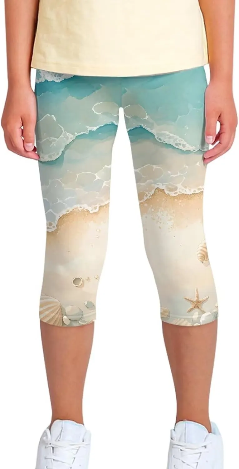 Girls Athletic Leggings,Stretch Dance Workout Yoga Pant Girl's Performance Capri Legging for School Festival