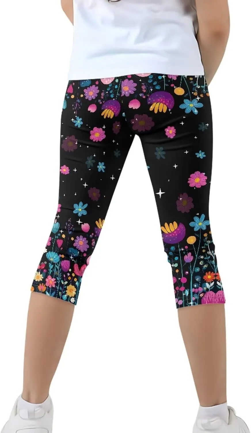 Girls Athletic Leggings,Stretch Dance Workout Yoga Pant Girl's Performance Capri Legging for School Festival