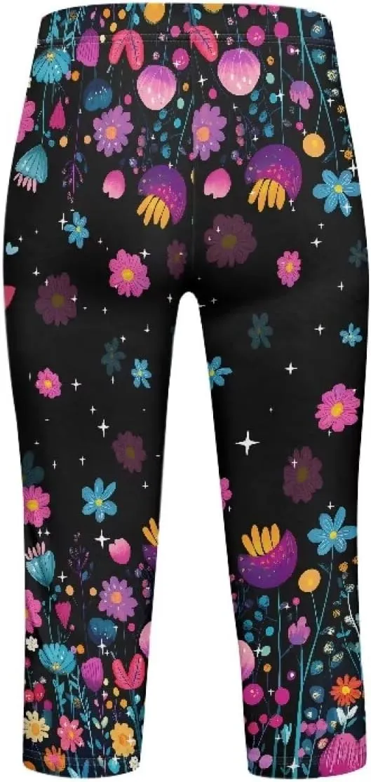 Girls Athletic Leggings,Stretch Dance Workout Yoga Pant Girl's Performance Capri Legging for School Festival