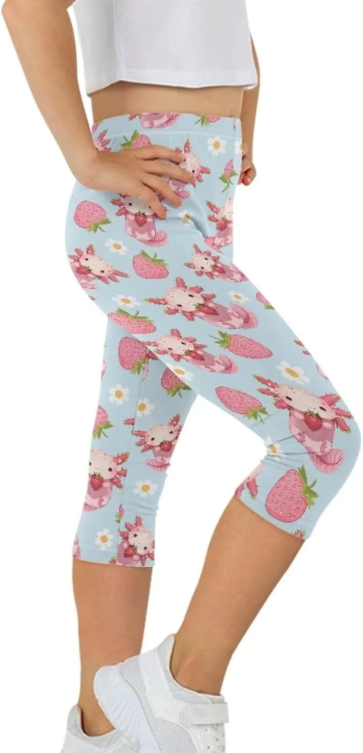 Girls Athletic Leggings,Stretch Dance Workout Yoga Pant Girl's Performance Capri Legging for School Festival