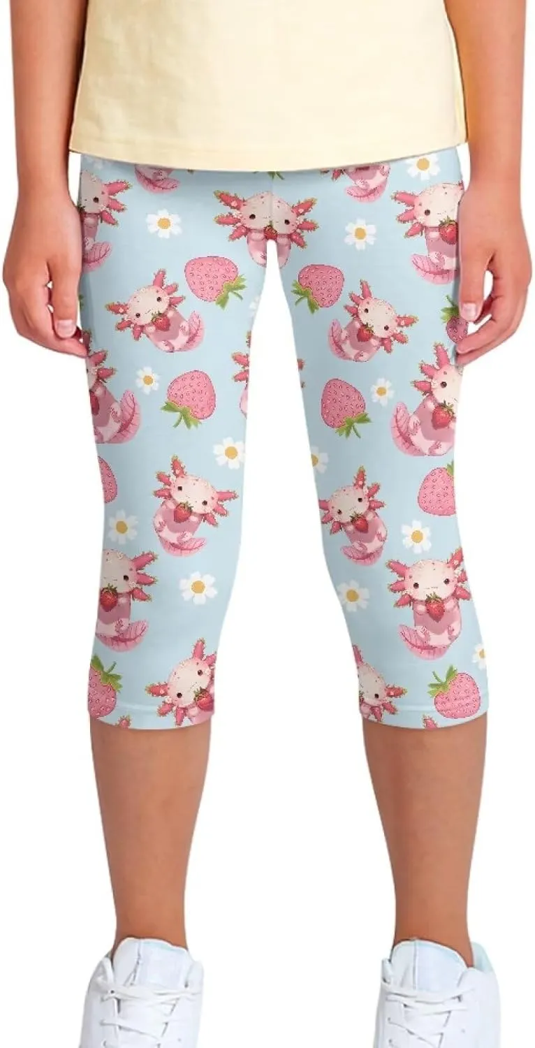Girls Athletic Leggings,Stretch Dance Workout Yoga Pant Girl's Performance Capri Legging for School Festival