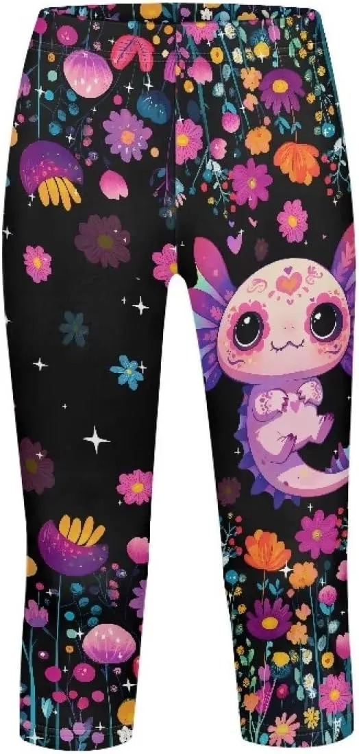 Girls Athletic Leggings,Stretch Dance Workout Yoga Pant Girl's Performance Capri Legging for School Festival