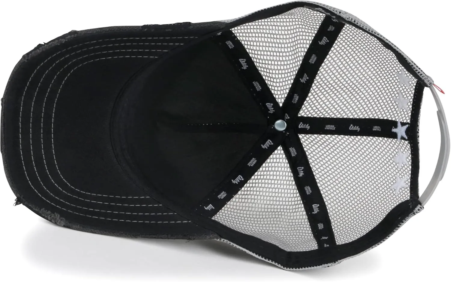 ililily Star Embroidery Black White Trucker Hat Cotton Baseball Cap