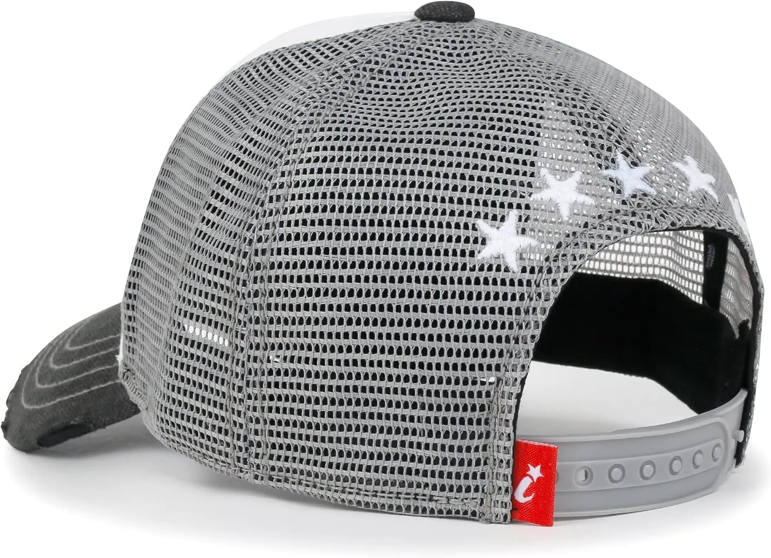 ililily Star Embroidery Black White Trucker Hat Cotton Baseball Cap