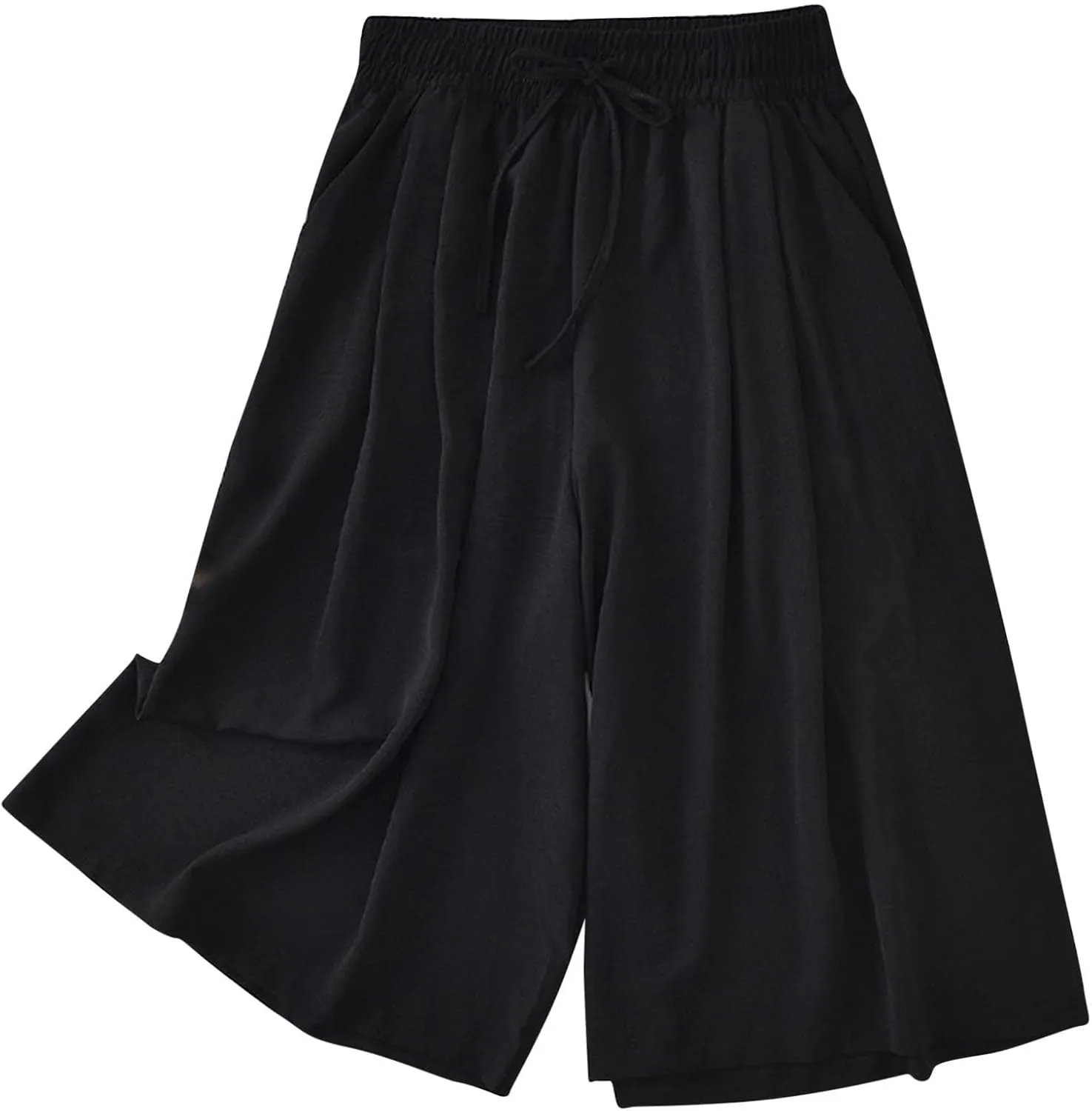 Linen Pants Women Wide Leg Stretch Elastic Waist Pants Straight Leg Palazzo Trousers Casual Trendy Summer Clothes
