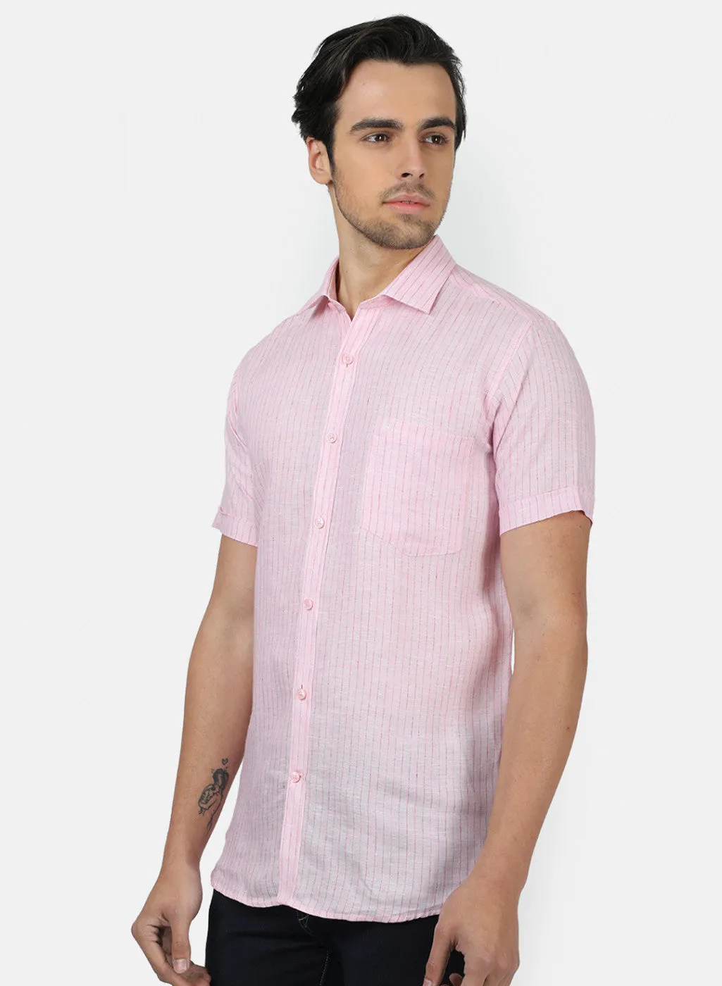Men Pink Stripe Shirts