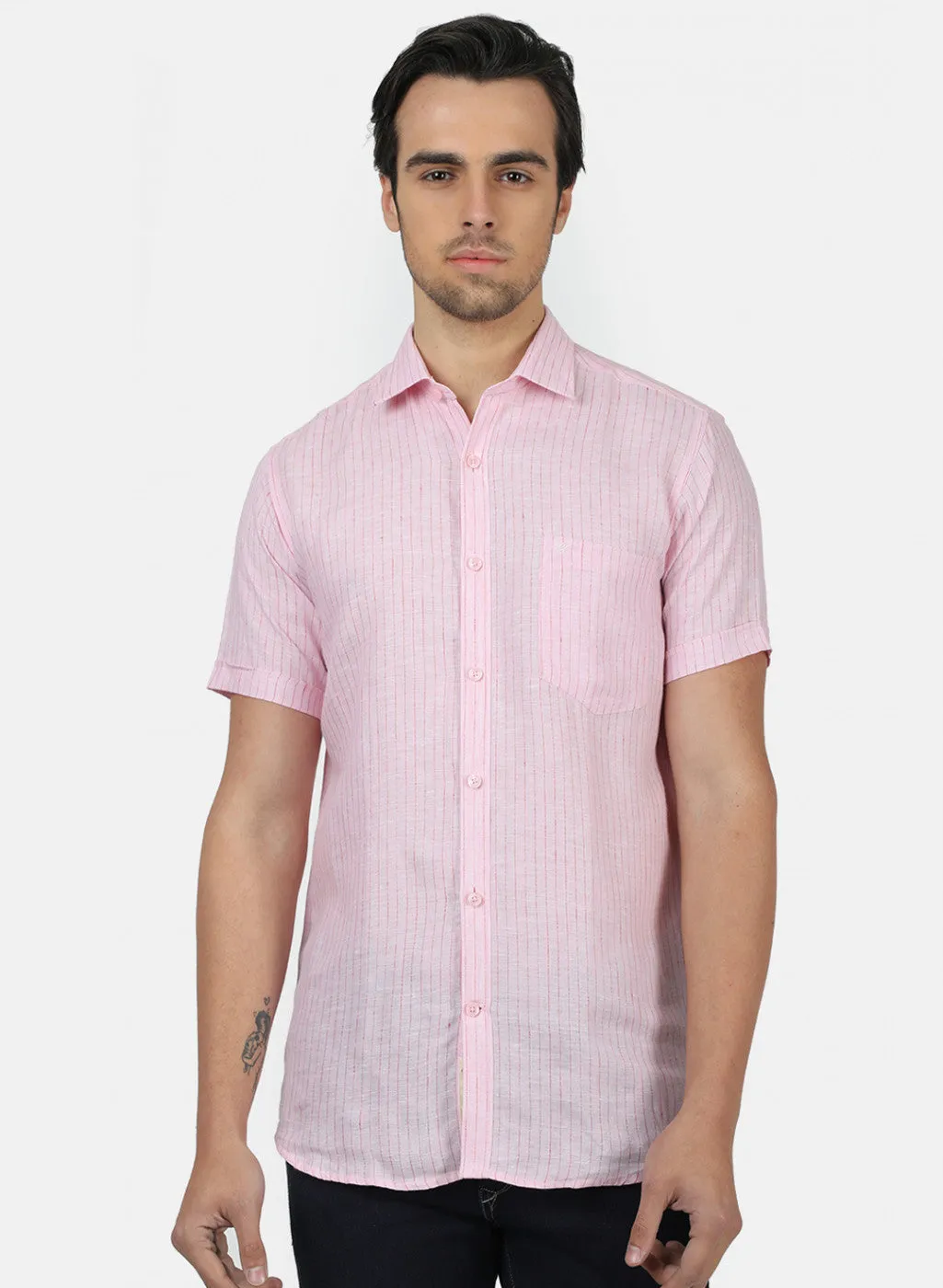 Men Pink Stripe Shirts