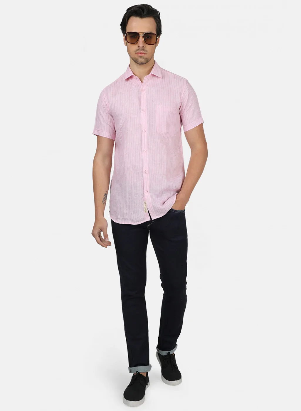 Men Pink Stripe Shirts