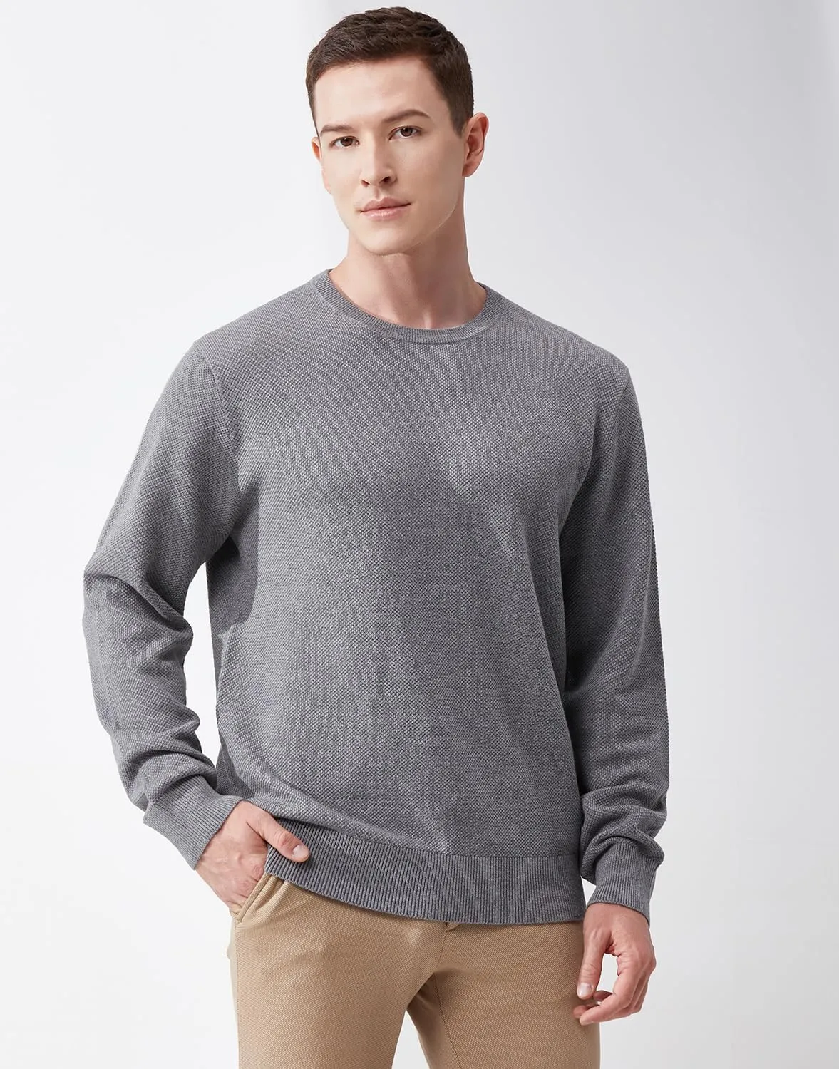 Men's Slim Fit Casual Long Sleeve Crewneck Pullover Sweater