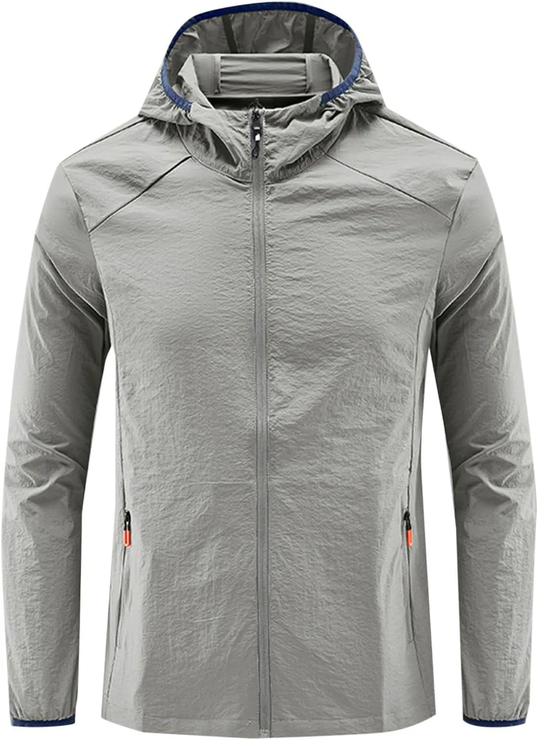 Men's Upf 50  Sun Protection Hoodie Jacket Fashion Full Zip Sun Blocking Jackets Breathable UV Shirts With Pockets