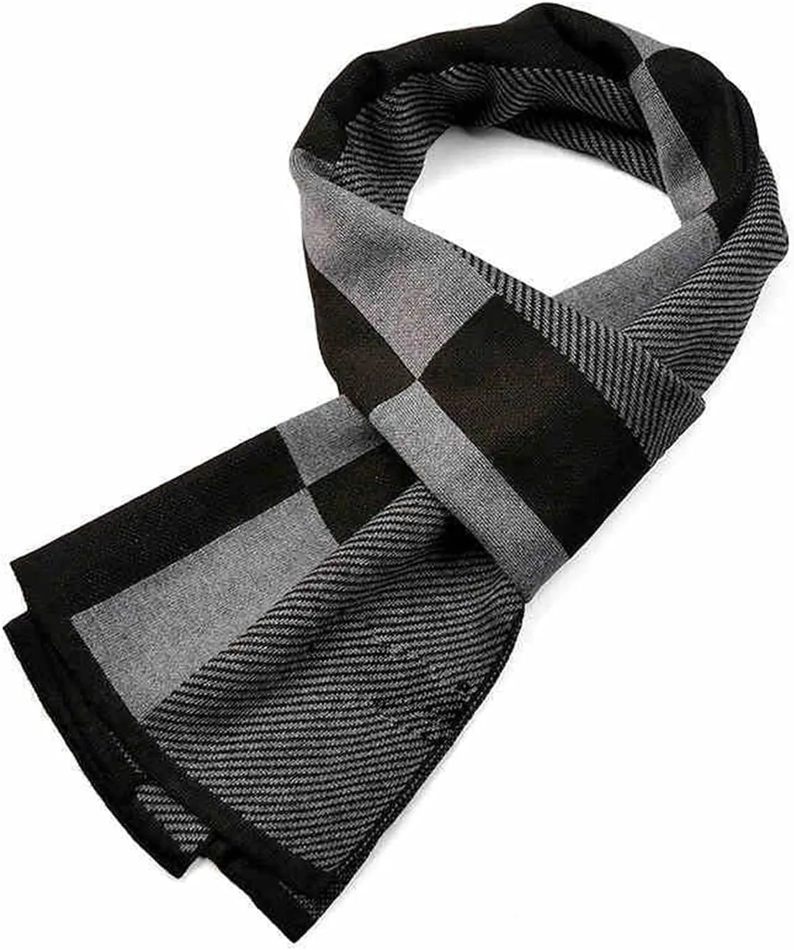 PEHMEA Men's Cashmere-like Winter Scarves Color Block Plaid Tartan Shawls Long Knit Wraps