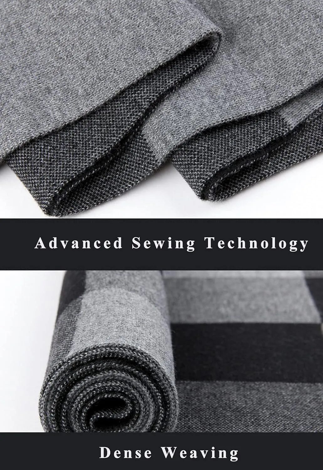 PEHMEA Men's Cashmere-like Winter Scarves Color Block Plaid Tartan Shawls Long Knit Wraps