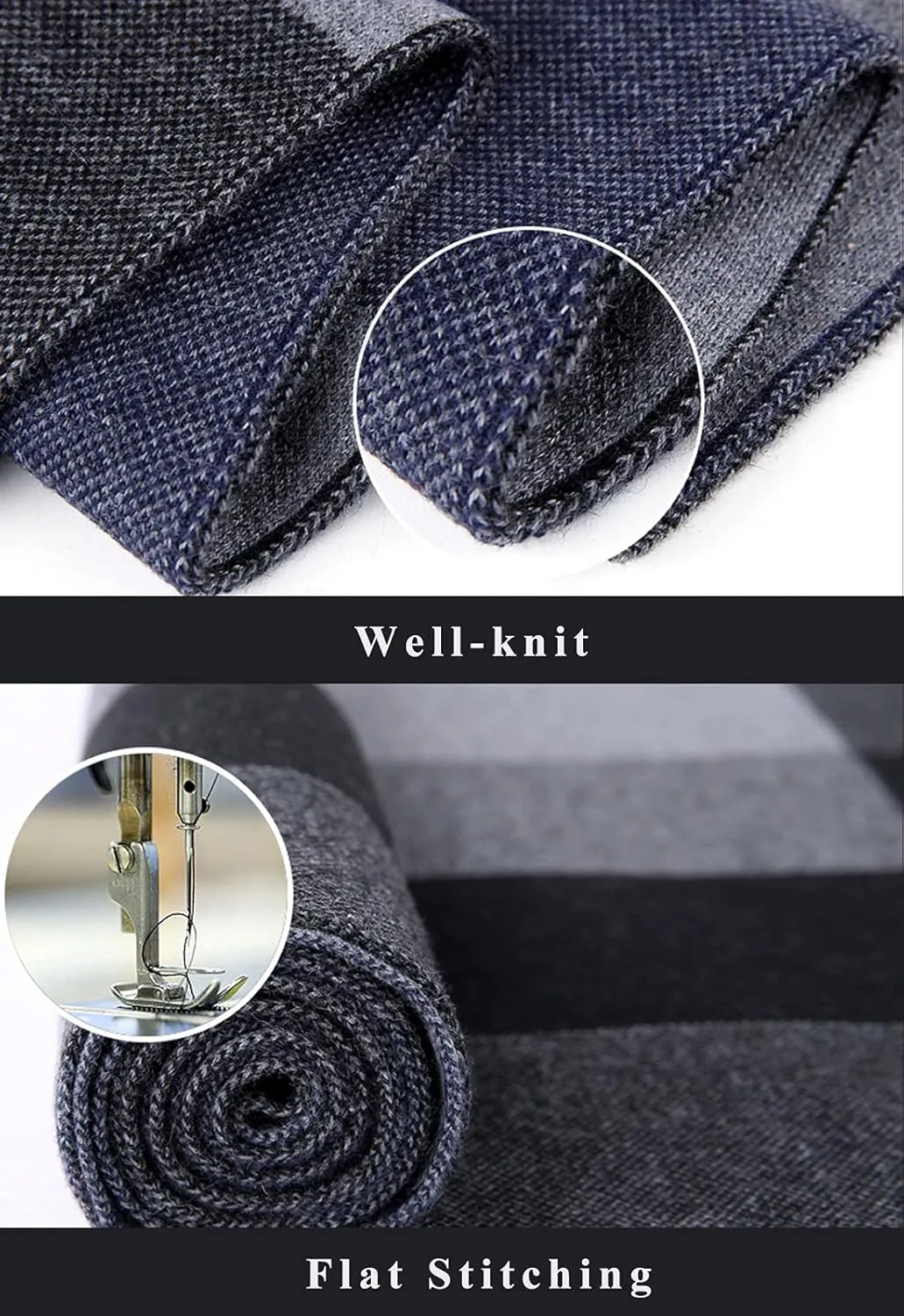 PEHMEA Men's Cashmere-like Winter Scarves Color Block Plaid Tartan Shawls Long Knit Wraps