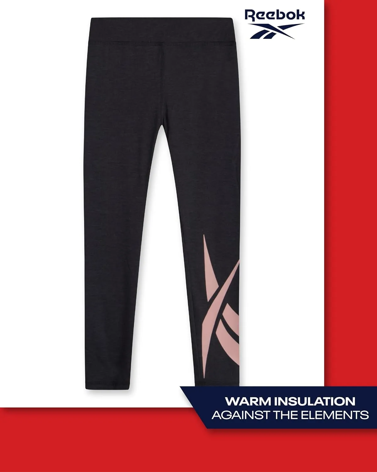 Reebok Girls Leggings - Athletic Performance Cotton Leggings - Stretchy Yoga Pants for Girls Dance Tights (Sizes: 7-12)