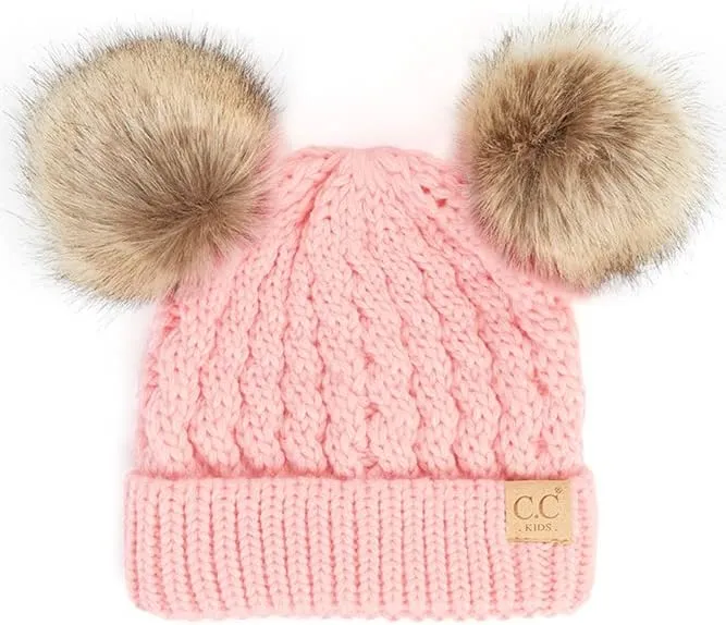 ScarvesMe Exclusive Kids Knit Warm Winter Beanie Skull Cap Hat with Pom Pom
