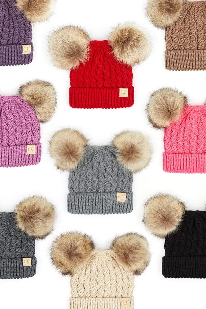 ScarvesMe Exclusive Kids Knit Warm Winter Beanie Skull Cap Hat with Pom Pom
