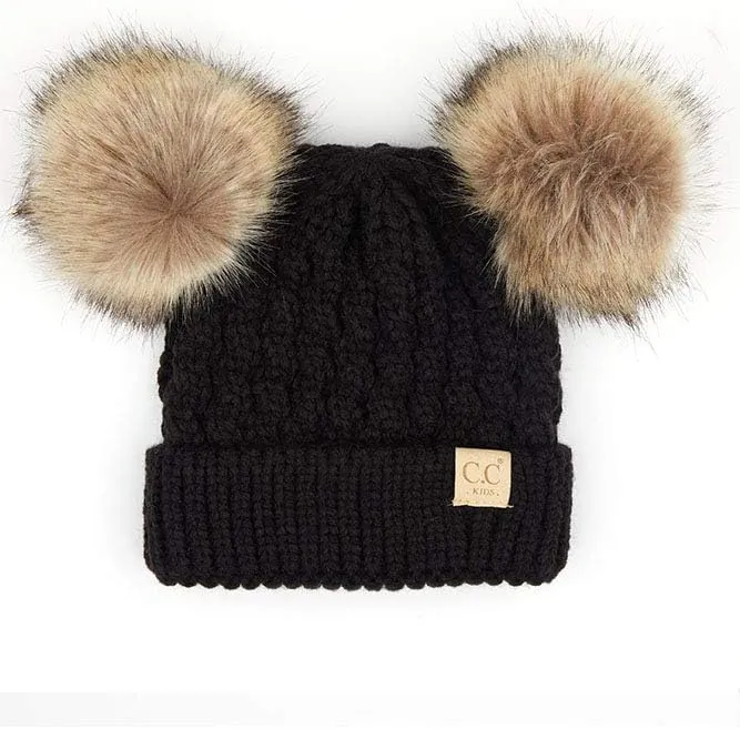 ScarvesMe Exclusive Kids Knit Warm Winter Beanie Skull Cap Hat with Pom Pom