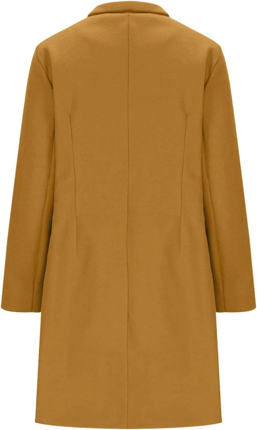 Trench Coat Women Fall Winter Notched Lapel Blazers Plus Size Soild Wool Blend Overcoats Single-Breasted Pea Coat