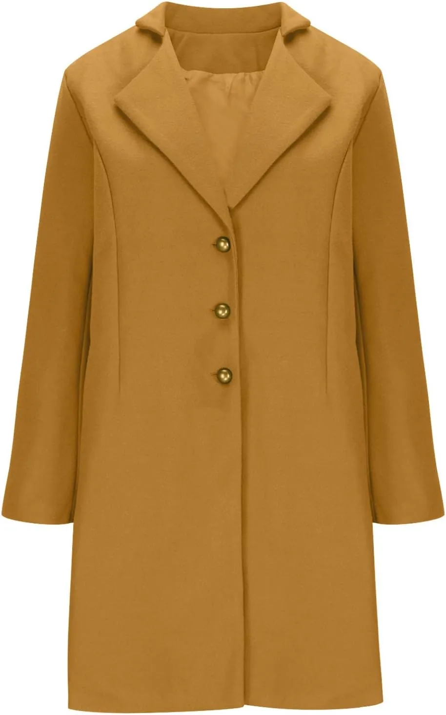 Trench Coat Women Fall Winter Notched Lapel Blazers Plus Size Soild Wool Blend Overcoats Single-Breasted Pea Coat