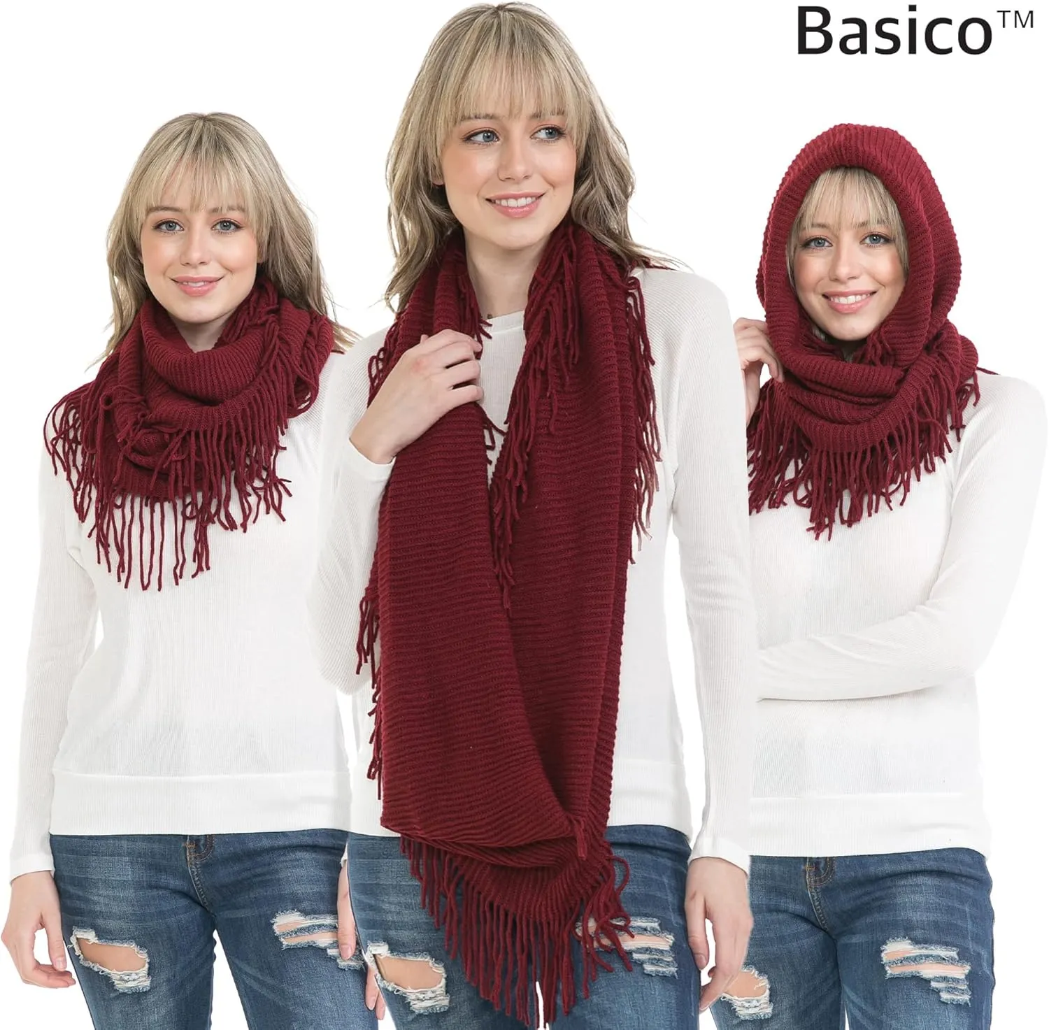 Winter Infinity Scarfs for Women Warm Knit Plaid Infinity Scarf Circle Loop Scarves