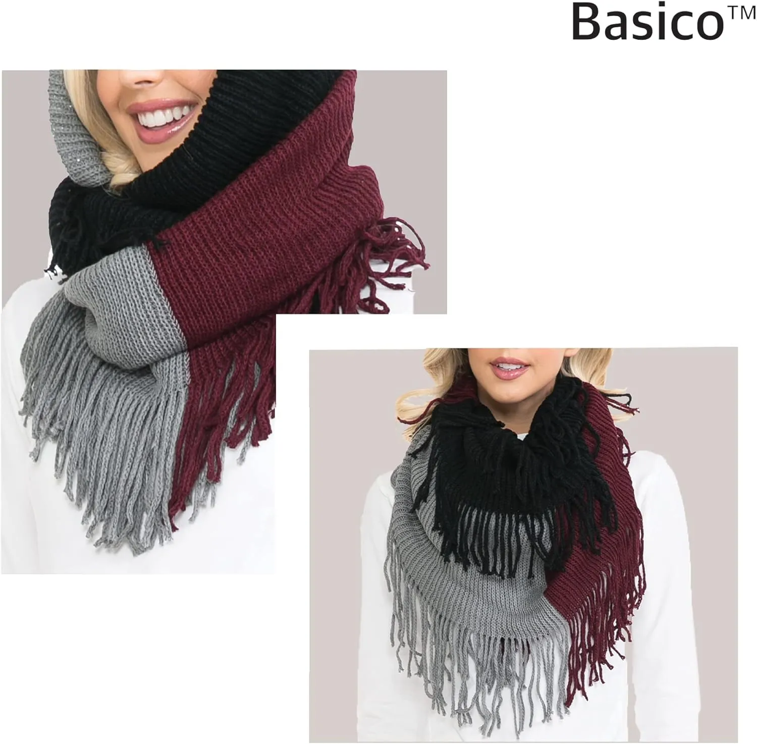Winter Infinity Scarfs for Women Warm Knit Plaid Infinity Scarf Circle Loop Scarves