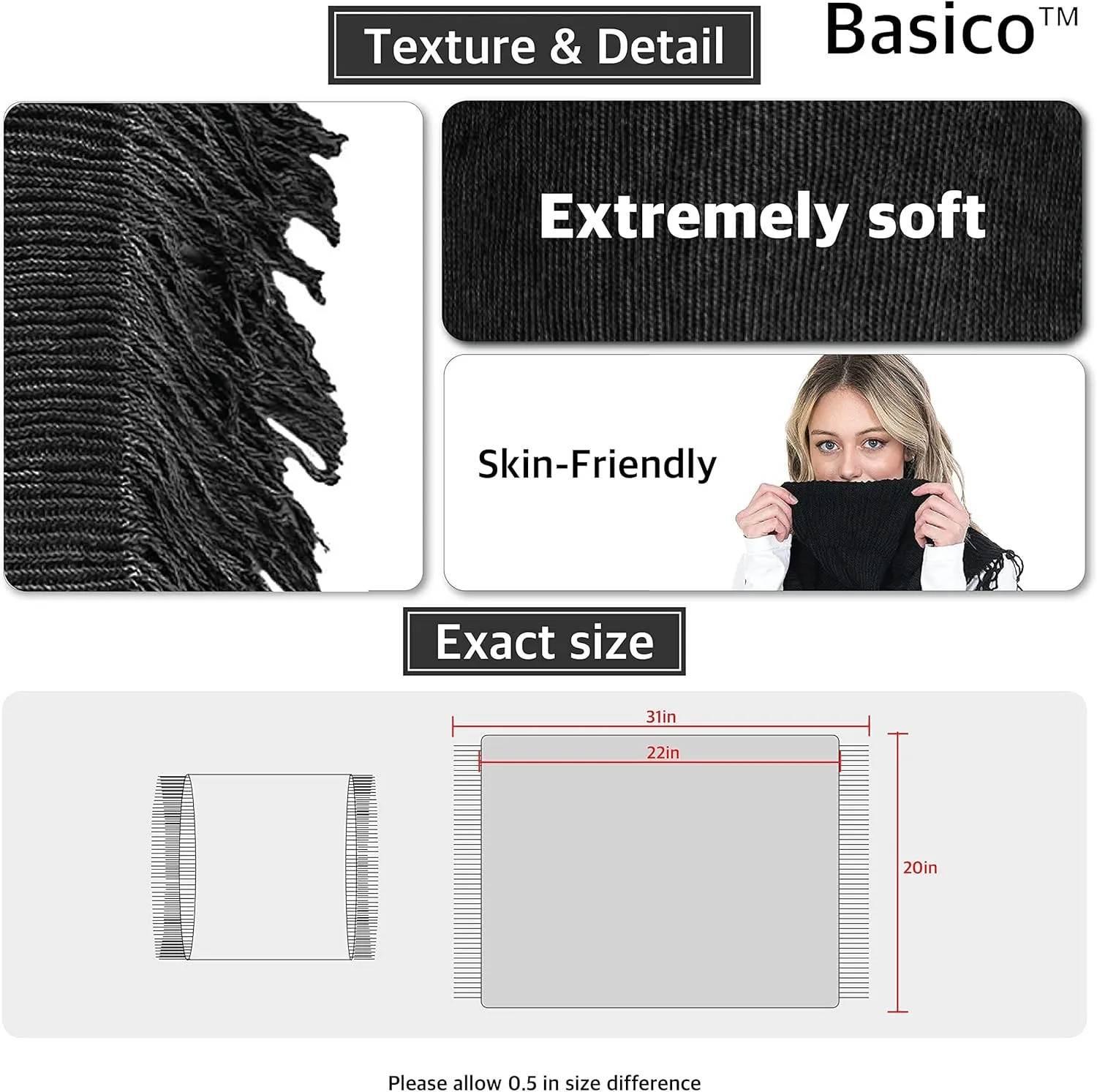 Winter Infinity Scarfs for Women Warm Knit Plaid Infinity Scarf Circle Loop Scarves